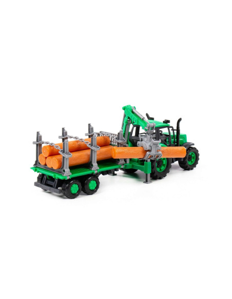 96487,Tractor cu remorca lemne - Progresso, 40x11.5x17 cm, Polesie