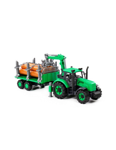 96487,Tractor cu remorca lemne - Progresso, 40x11.5x17 cm, Polesie
