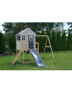 M24G,Casuta de gradina Grey Lodge cu platforma, tobogan si leagan (M24G), Wendi Toys 2