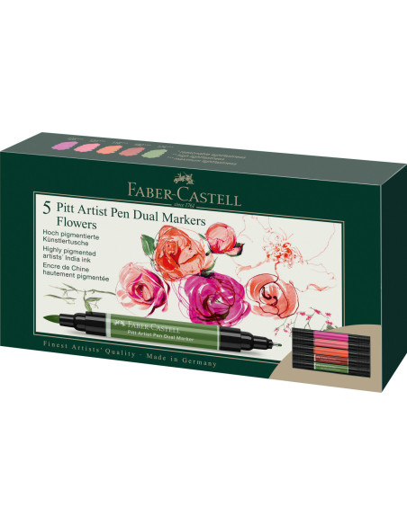 FC162007,Pitt artist pen dual marker set 5 buc flowers faber-castell