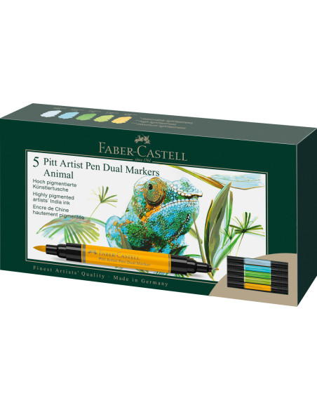 FC162008,Pitt artist pen dual marker set 5 buc animals faber-castell FC162008,Pitt artist pen dual marker set 5 buc animals faber-castell