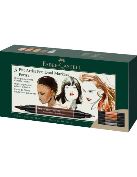 FC162009,Pitt artist pen dual marker set 5 buc portret faber-castell FC162009,Pitt artist pen dual marker set 5 buc portret faber-castell