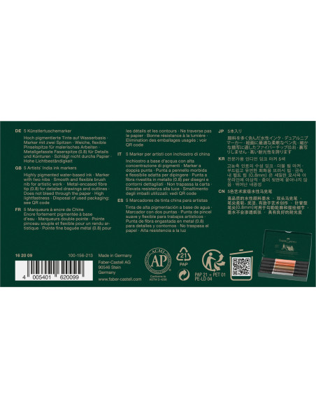 FC162009,Pitt artist pen dual marker set 5 buc portret faber-castell FC162009,Pitt artist pen dual marker set 5 buc portret faber-castell