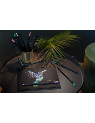 FC116415,Creioane colorate 12 culori metalizate black edition faber-castell