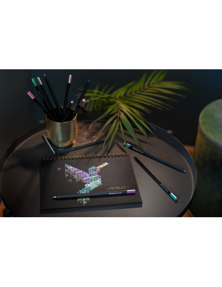 FC116415,Creioane colorate 12 culori metalizate black edition faber-castell