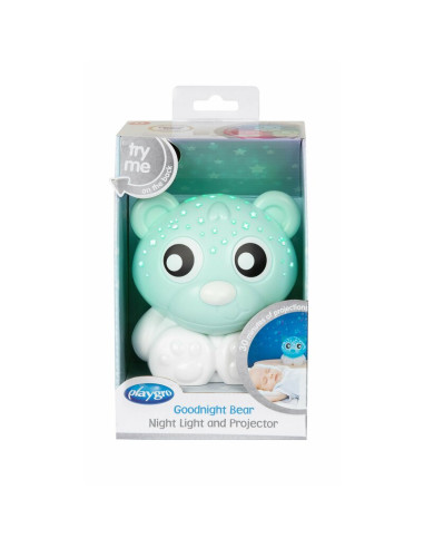 BN-188118,Lampa de veghe si proiector, Playgro, Cu 30 de minute de proiectii, Cu 2 culori, Portabila, Mint & White