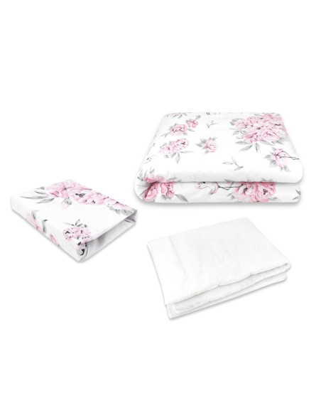 BN-6426972025188,Lenjerie patut cu 3 piese, MimiNu, Cu cearceaf 120x60 cm, Din bumbac certificat Oeko Tex Standard 100, Cu pilot
