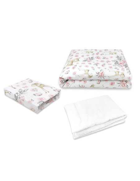 BN-6426972024952,Lenjerie patut cu 3 piese, MimiNu, Cu cearceaf 120x60 cm, Din bumbac certificat Oeko Tex Standard 100, Cu pilot