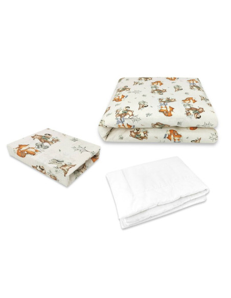 BN-6426972024976,Lenjerie patut cu 3 piese, MimiNu, Cu cearceaf 120x60 cm, Din bumbac certificat Oeko Tex Standard 100, Cu pilot