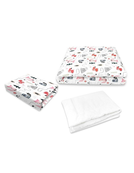 BN-6426972024983,Lenjerie patut cu 3 piese, MimiNu, Cu cearceaf 120x60 cm, Din bumbac certificat Oeko Tex Standard 100, Cu pilot
