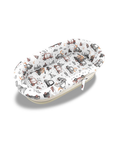 BN-6426972025027,Set pentru landou/cosulet, MimiNu, Cu protectie, saltea si pernuta, Din bumbac certificat Oeko Tex Standard 100