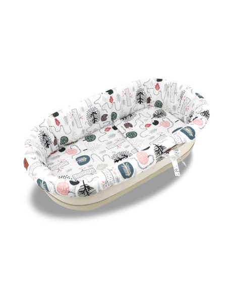 BN-6426972025058,Set pentru landou/cosulet, Qmini, Cu protectie, saltea si pernuta, Din bumbac certificat Oeko Tex Standard 100,