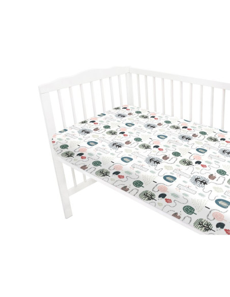 BN-6426972025102,Cearceaf cu elastic, Qmini, Pentru patut 120X60 cm, Din bumbac certificat Oeko Tex Standard 100, Hedgehog