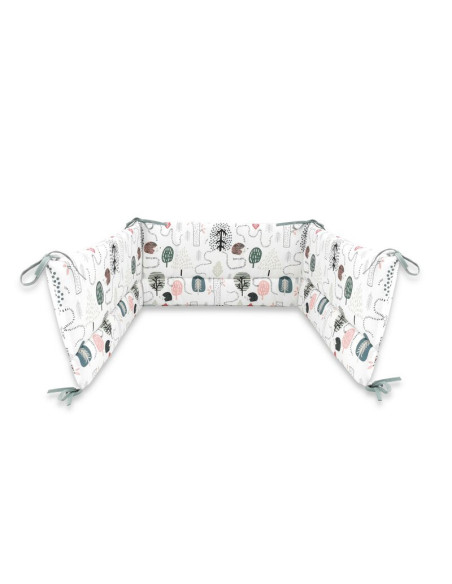BN-6426972025119,Aparatoare pentru patut, Qmini, Din bumbac certificat Oeko Tex Standard 100, 180x30 cm, Cu panglici, Hedgehog