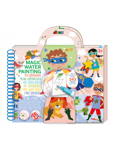 CH231898,Cea mai mare Carte de pictat cu apa, sabloane, stampile si jocuri, portabila - Supereroi