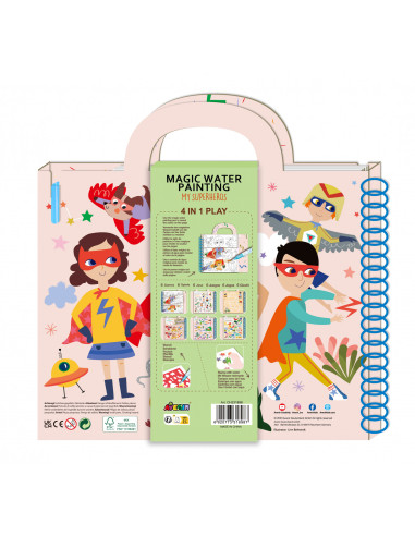 CH231898,Cea mai mare Carte de pictat cu apa, sabloane, stampile si jocuri, portabila - Supereroi