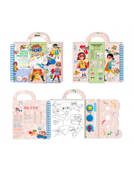 CH231898,Cea mai mare Carte de pictat cu apa, sabloane, stampile si jocuri, portabila - Supereroi