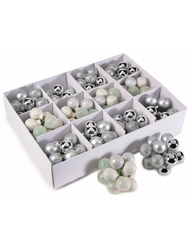 Set 144 globuri din sticle, Argintiu,191112008
