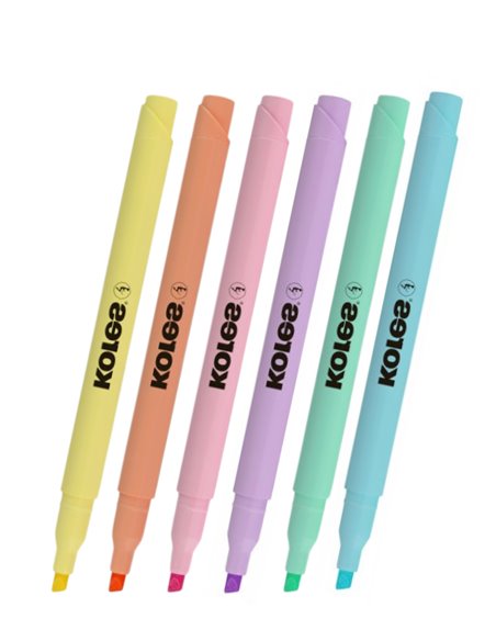 TEXTMARKER SET 6 PASTEL SLIM CUTIE PLASTIC KORES