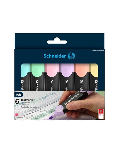 Textmarker Schneider Job Pastel, 6 Buc/Set