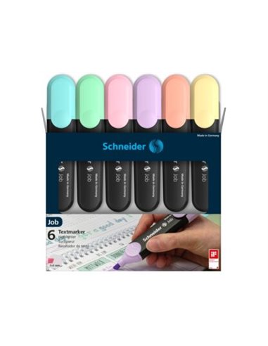 Textmarker Schneider Job Pastel, 6 Buc/Set
