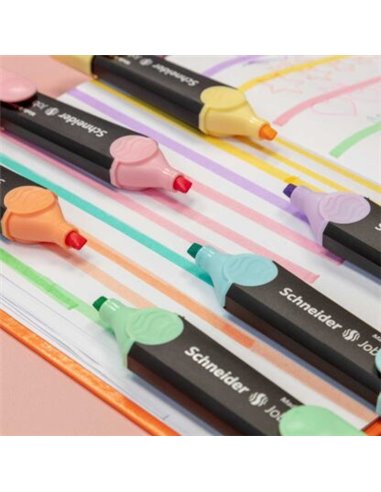 Textmarker Schneider Job Pastel, 6 Buc/Set