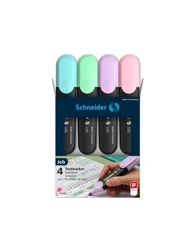 Textmarker Schneider Job Pastel, 4 Buc/Set