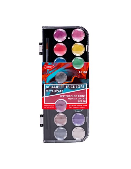 Acuarele metalizate AR160 Daco, 16 culori