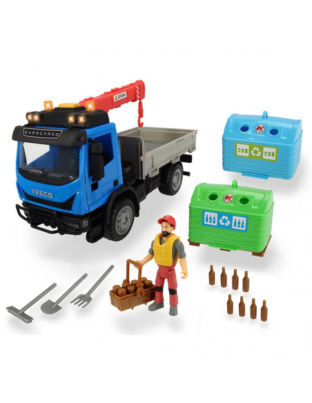 Camion Dickie Toys Playlife Iveco Recycling Container Set cu