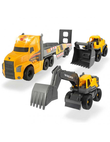 Camion Dickie Toys Mack Volvo Heavy Loader Truck cu remorca