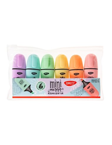 Marker evidentiator mini MK402/6 Daco, 6 buc./set, Pastel