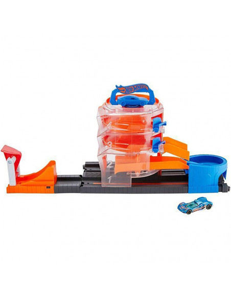 Pista de masini Hot Wheels by Mattel City Spin Dealership cu 1