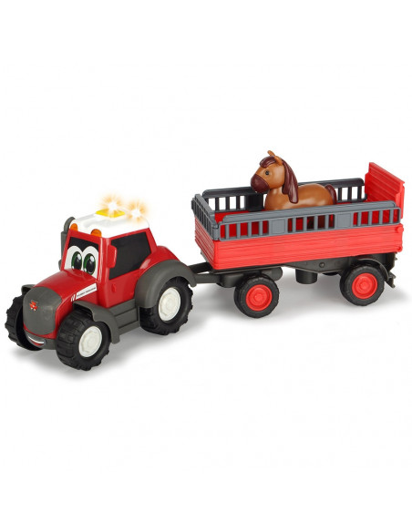Tractor Dickie Toys Happy Ferguson Animal Trailer cu remorca si