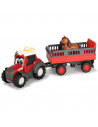 Tractor Dickie Toys Happy Ferguson Animal Trailer cu remorca si