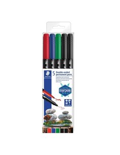 Set markere permanente STAEDTLER cu 2 capete, 0.5-3.0 mm, diverse culori, 5 buc/set