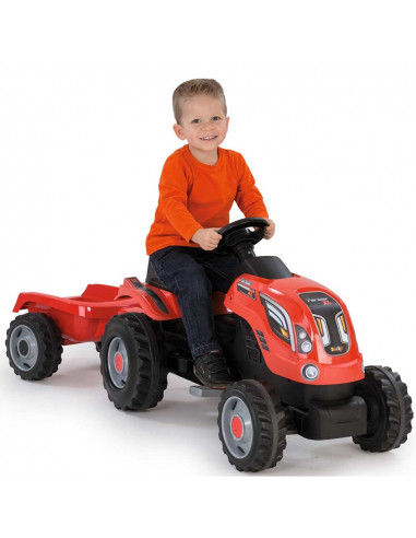 Tractor cu pedale si remorca Smoby Farmer XL rosu,S7600710108