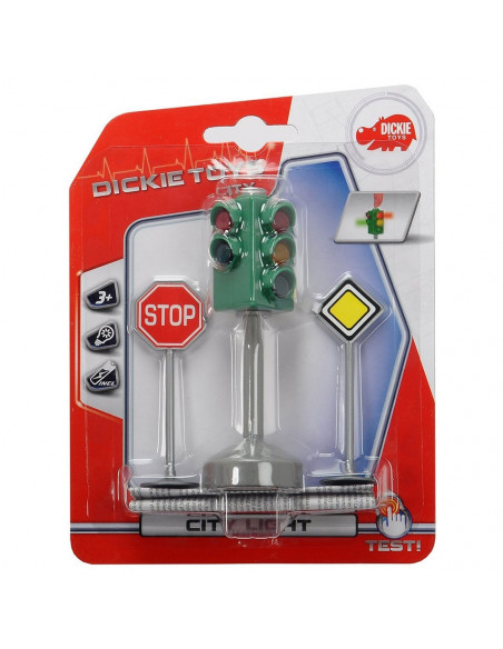 Set Dickie Toys Semafor City Light cu 2 semne rutiere,S203341000
