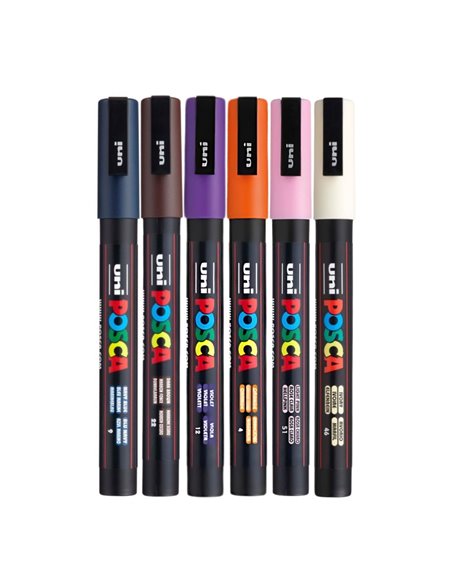 Set 6 Markere UNI POSCA PC-3M, 0.9-1.3 mm, POS44-PC3M