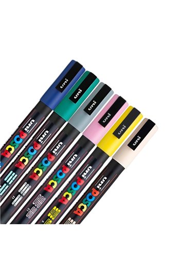 Set 6 Markere UNI POSCA PC-3M, 0.9-1.3 mm, POS45-PC3M