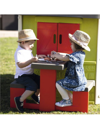Masa de picnic cu doua banci Smoby pentru casuta Jura