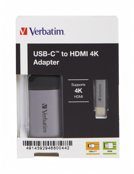 49143,CABLU VIDEO VERBATIM, 4K USB TYPE C LA HDMI, USB 3.1 GEN 1, CABLU HDMI 10CM "49143" (TIMBRU VERDE 0.18 LEI)