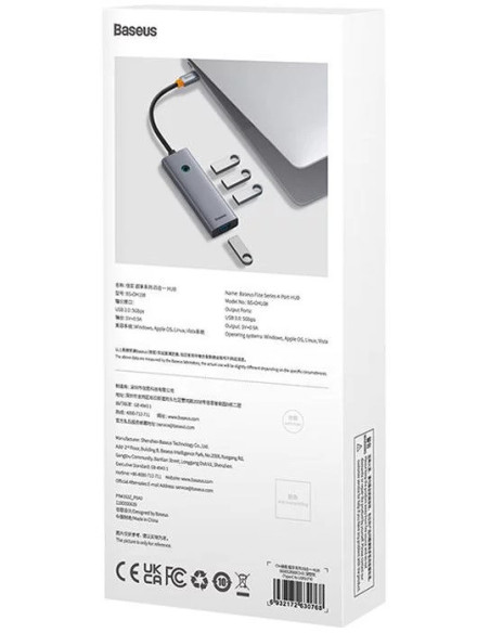 RY-B0005280A813-03,HUB USB Baseus UltraJoy 4 in 1, input USB Type-C, output 4 x USB 3.0, gri "B0005280A813-03" - 6932172630829