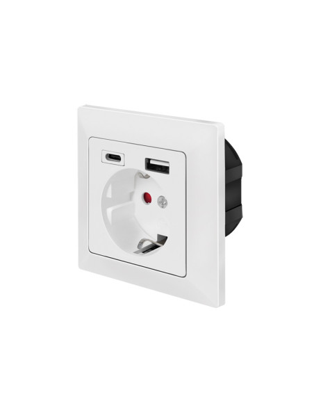 PA0262,PRIZA LOGILINK, pentru perete, Schuko x 1, USB x1 / USB-C x 1 5 V/2.8 A max, 230 V AC, 50 Hz, alb "PA0262"