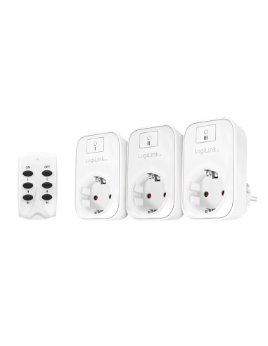 EC0007,PRIZE LOGILINK x 3, set cu telecomanda, raza 30m, pentru interior, Schuko x 3 230 V/16 A, 50 Hz, max. 3600 W, alb "EC0007