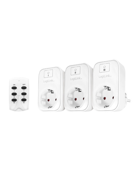 EC0007,PRIZE LOGILINK x 3, set cu telecomanda, raza 30m, pentru interior, Schuko x 3 230 V/16 A, 50 Hz, max. 3600 W, alb "EC0007