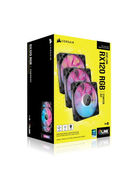 CO-9051018-WW,VENTILATOR Corsair iCUE LINK RX120 3x120mm RGB NEGRU, viteza 0.400-2100 RPM +/- 10%, Airflow: 10.5-74.2 CFM, Presi