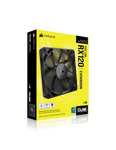 CO-9051009-WW,VENTILATOR Corsair iCUE LINK RX120 1x120mm NEGRU, viteza 0.400-2100 RPM +/- 10%, Airflow: 10.5-74.2 CFM, Presiune 