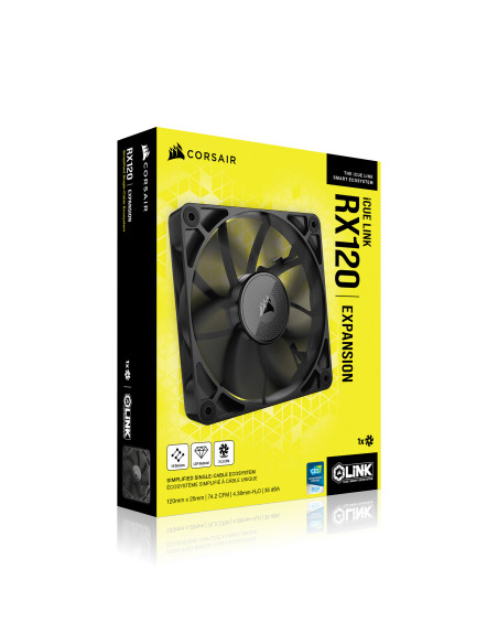 CO-9051009-WW,VENTILATOR Corsair iCUE LINK RX120 1x120mm NEGRU, viteza 0.400-2100 RPM +/- 10%, Airflow: 10.5-74.2 CFM, Presiune 
