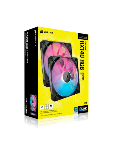 CO-9051020-WW,VENTILATOR Corsair iCUE LINK RX140 2x140mm RGB NEGRU, viteza 0.300-1700 RPM +/- 10%, Airflow: 18.1-95.7 CFM, Presi