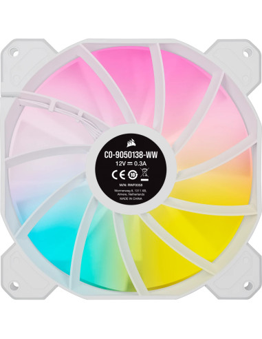 CO-9050139-WW,Ventilator Corsair iCUE SP140 RGB ELITE Performance 140mm PWM, kit 2 buc, include Lighting Node CORE, Alb "CO-9050